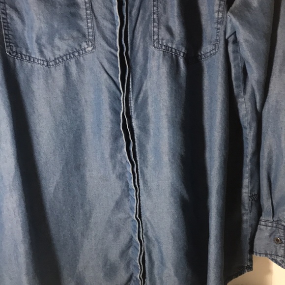 Terre Bleue top size Large button down long tab sleeves blue fisherman western - Picture 8 of 12